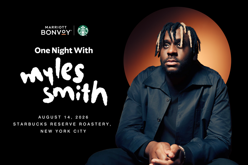 Marriott Bonvoy members can earn 100 points at Starbucks and redeem for a New York concert package image from news.marriott.com